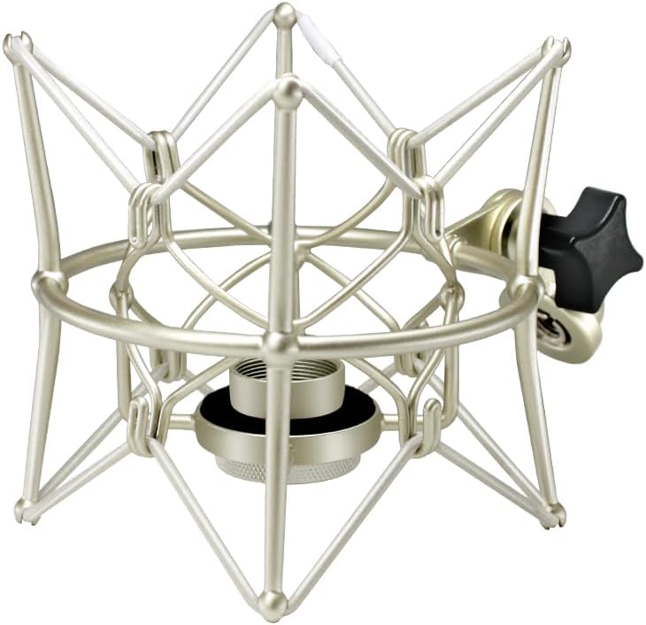FUNTOK Microphone Shock Mount Anti-Vibration Mic Holder Spider Recording Mic Shockmount Stand Compatible with Neumann U87 Ai, U89 i and TLM 67 (Champagne) - Image 1